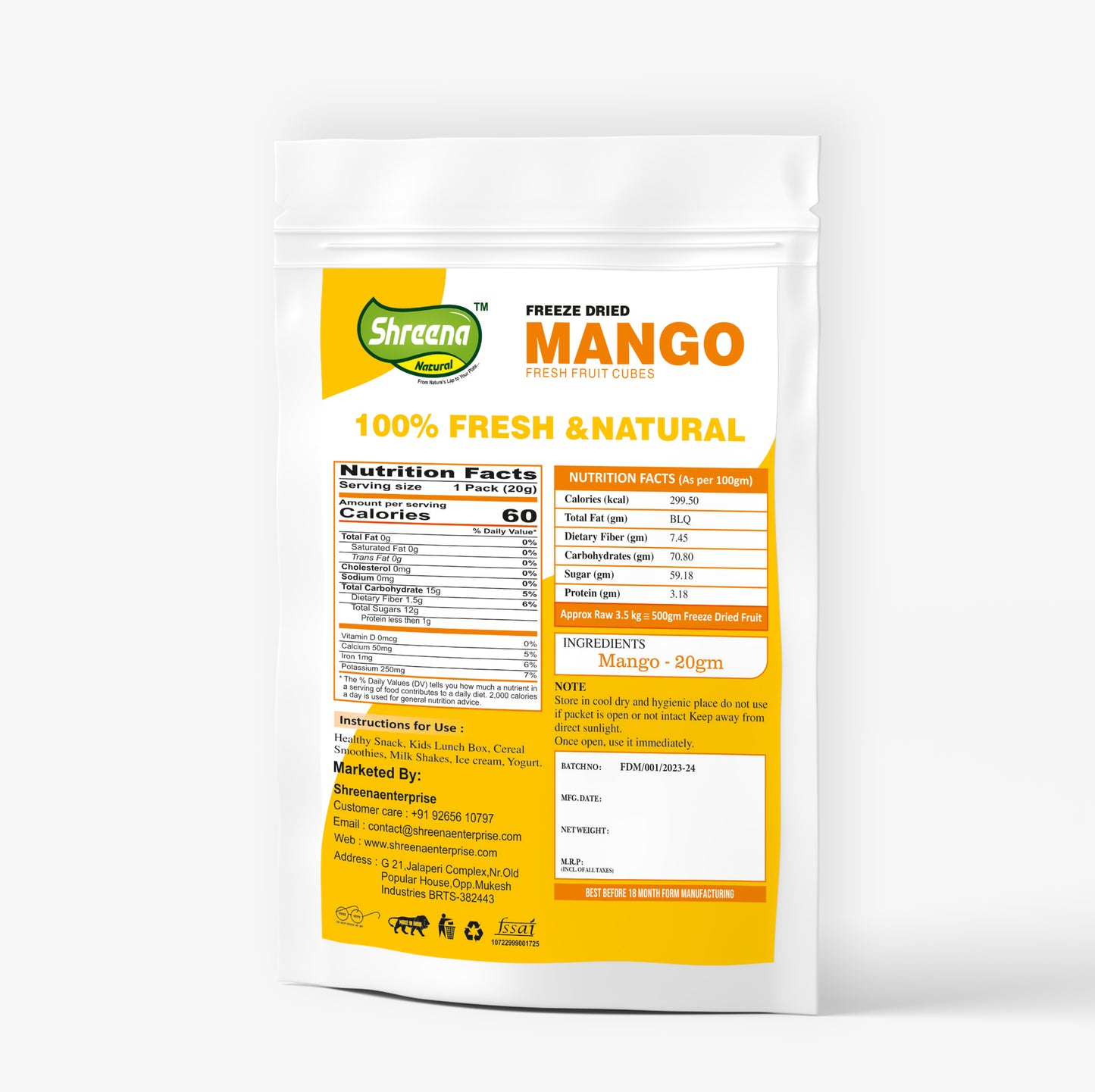 Freeze Dried Mango Cubes